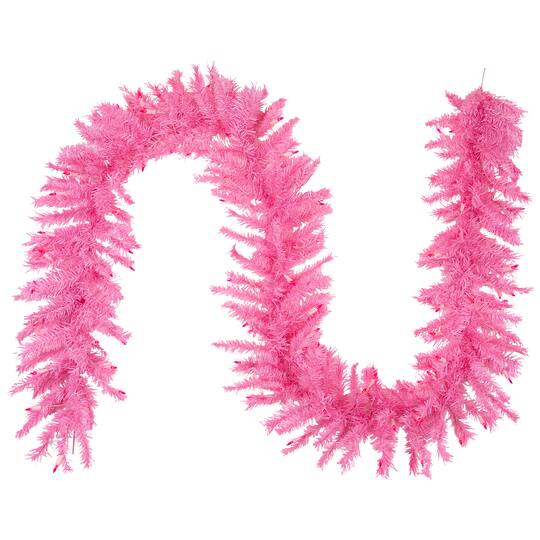 9ft. Pre-Lit Pink Spruce Christmas Garland